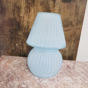 Elegant Baby Blue Frosted Glass Fairy Lamp Candle Holder